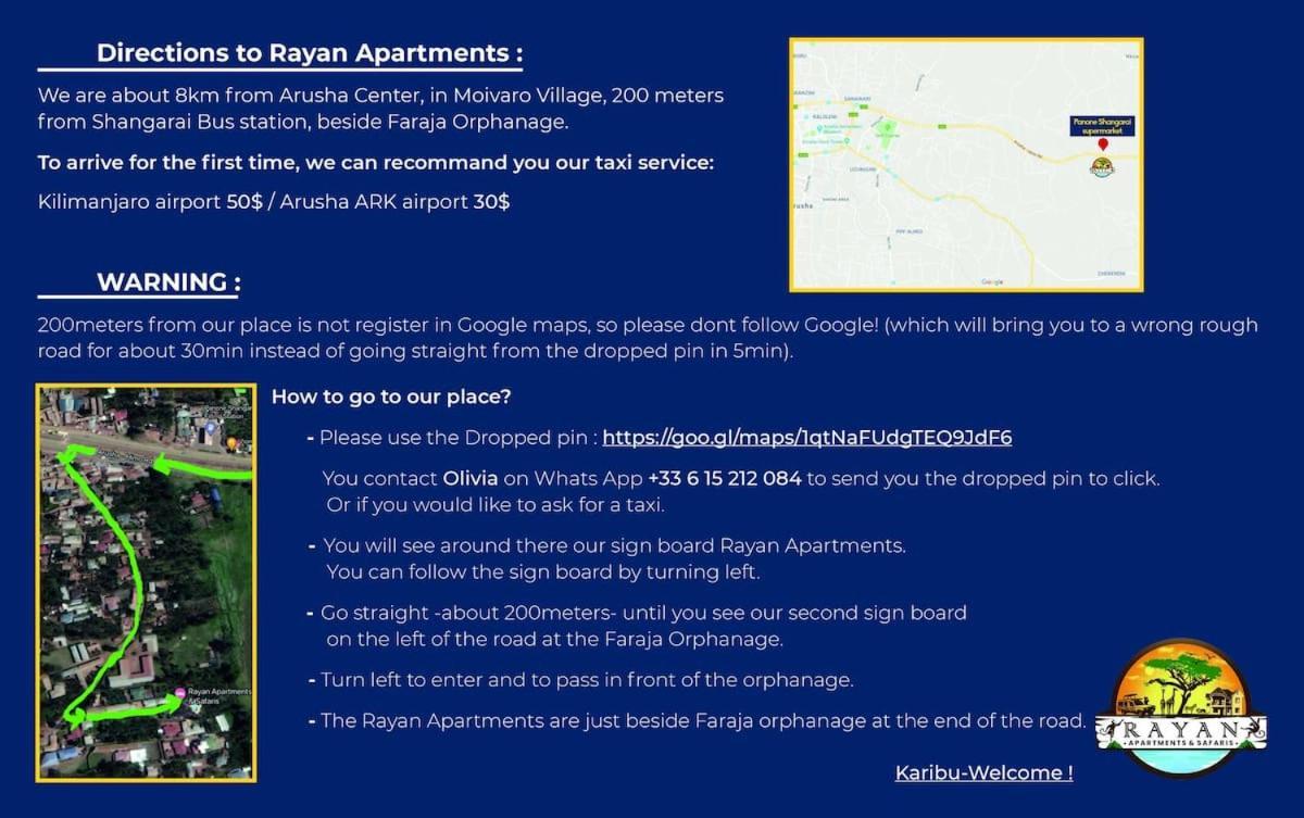 ארושה Rayan Apartments & Safaris מראה חיצוני תמונה